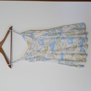 Monteau size S blue green & white spaghetti strap bra bodice detailing dress